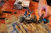 The Wraithlord then charges into combat and kills off two guardsmen, while Cpt. Perseus screams orders from the back to make sure the troopers stay in the fight!